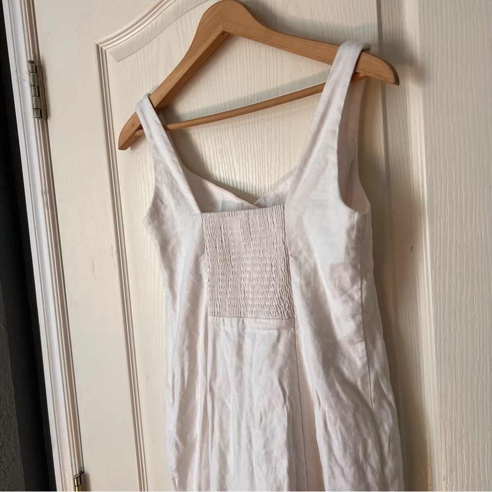 Anthropologie Sleeveless Square Neck Linen Button Wrap Midi Dress, XS - Picture 5 of 14